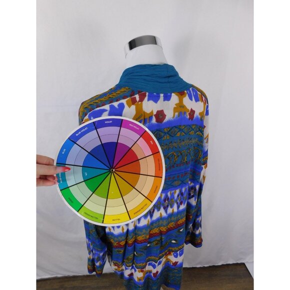 AKF Woman Sweater Womens 18 Multicolor Open Front Cardigan Boho Made in USA - Picture 9 of 11